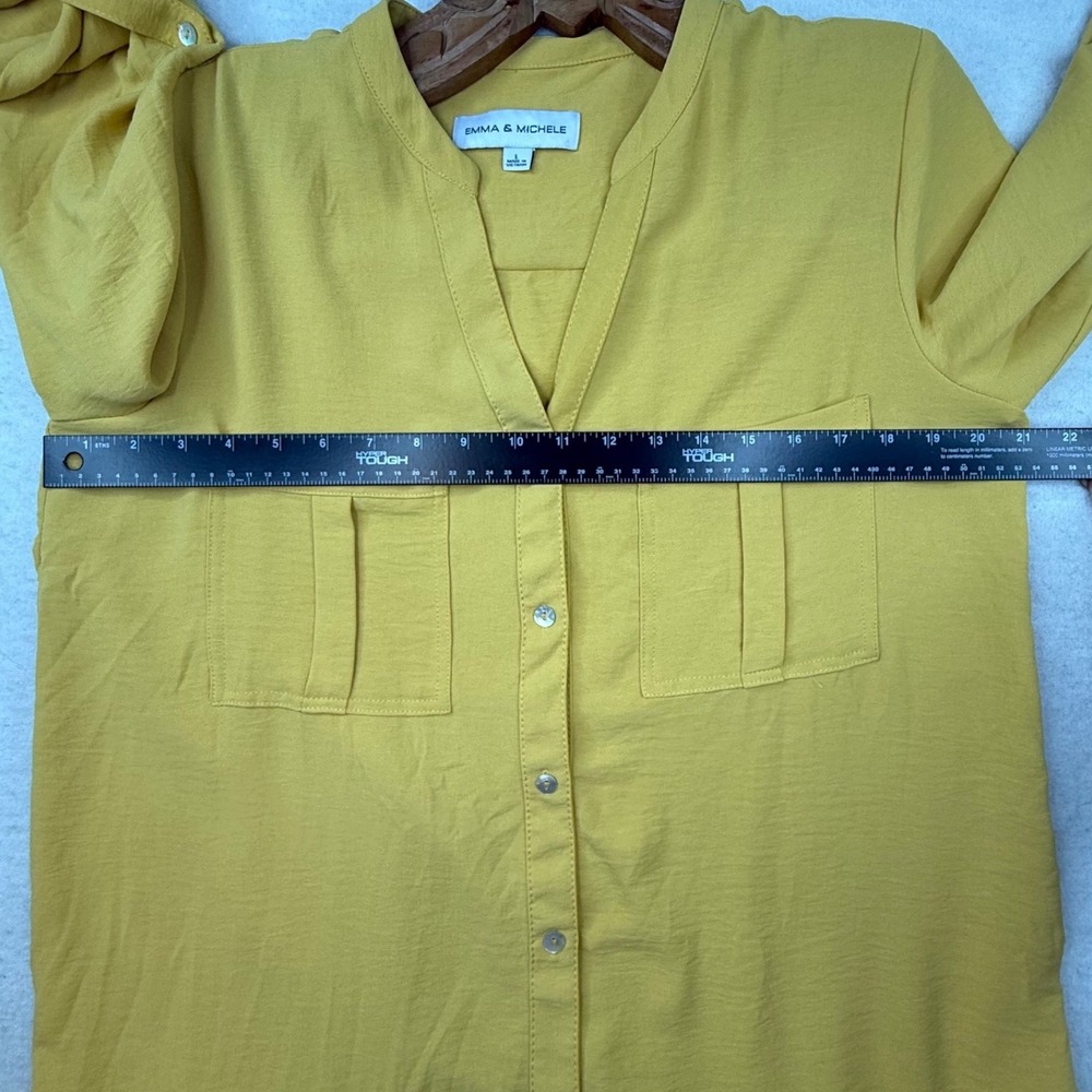 Emma & Michele Mustard Yellow Ruffle Hem Tunic Dress Large cottagecore casual - Picture 4 of 9